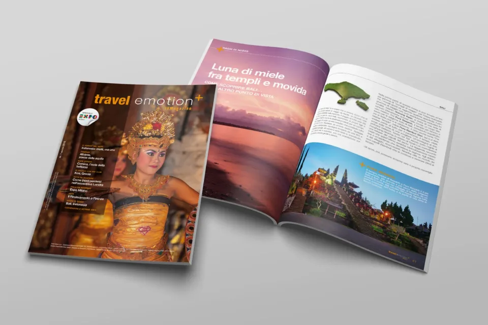 Il magazine Travel Emotion+ di i Viaggi di Mercatore, in copertina una danzatrice balinese