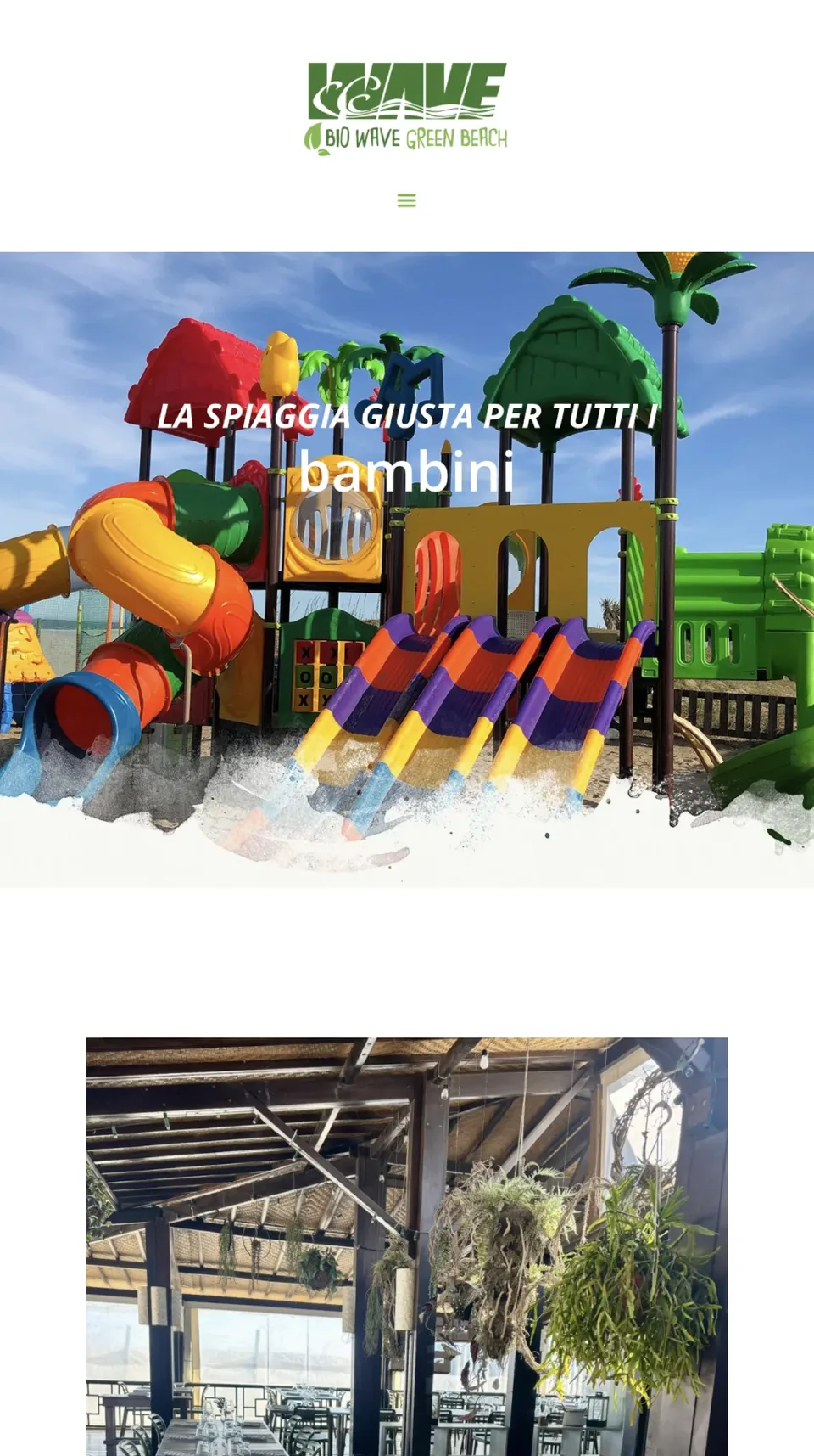 Il sito Bagno Wave su telefono: l’area giochi per bambini in spiaggia