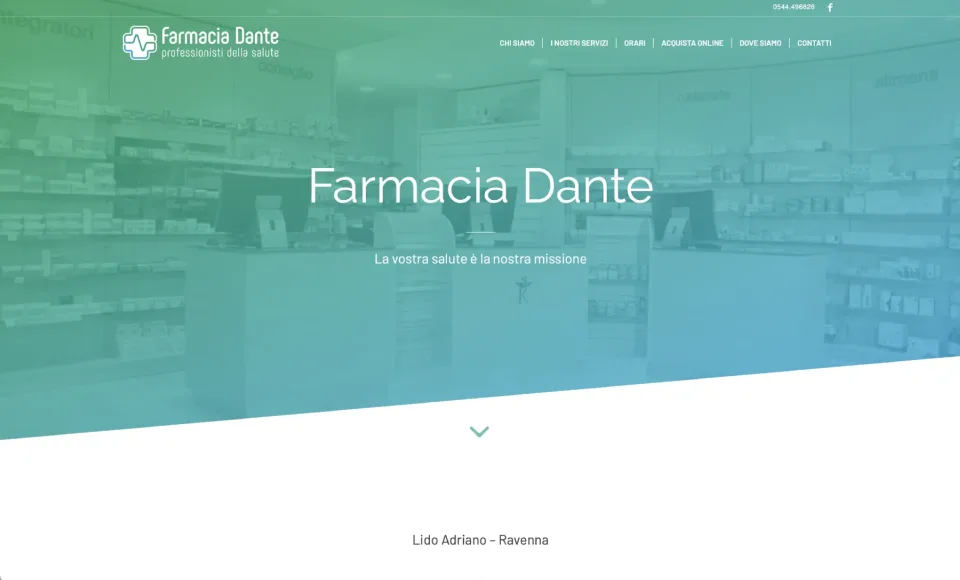 La home del sito Farmacia Dante su computer