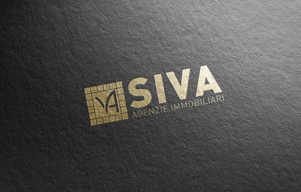 Il marchio SIVA stampato a caldo in oro su carta nera