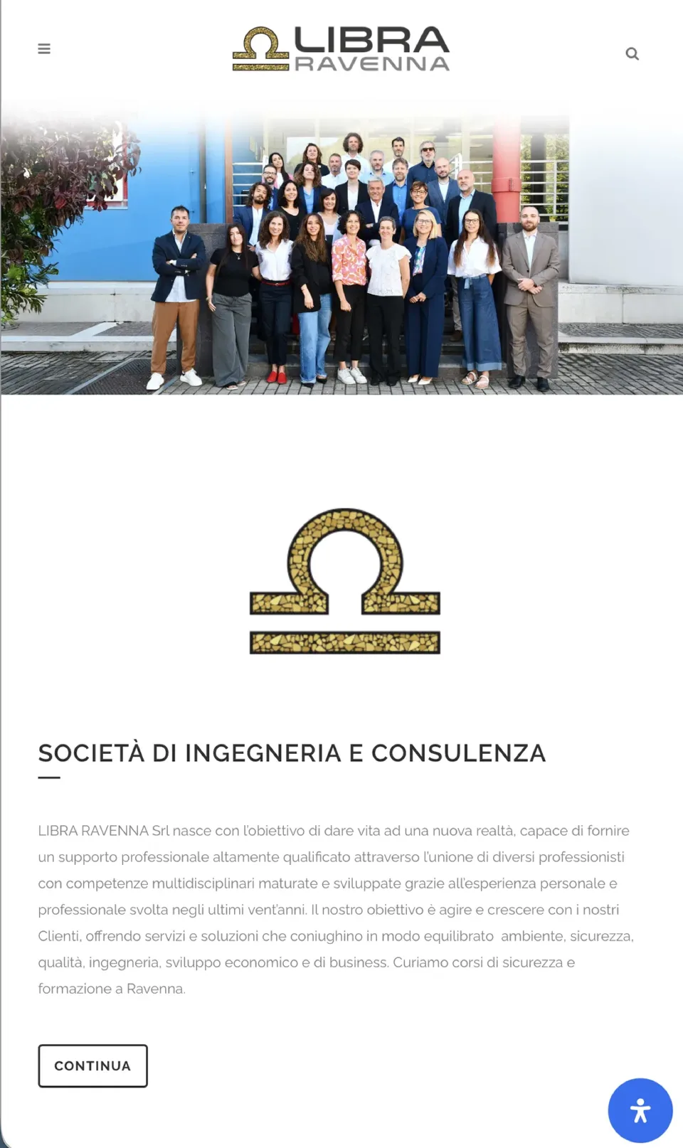 La home del sito Libra Ravenna su telefono