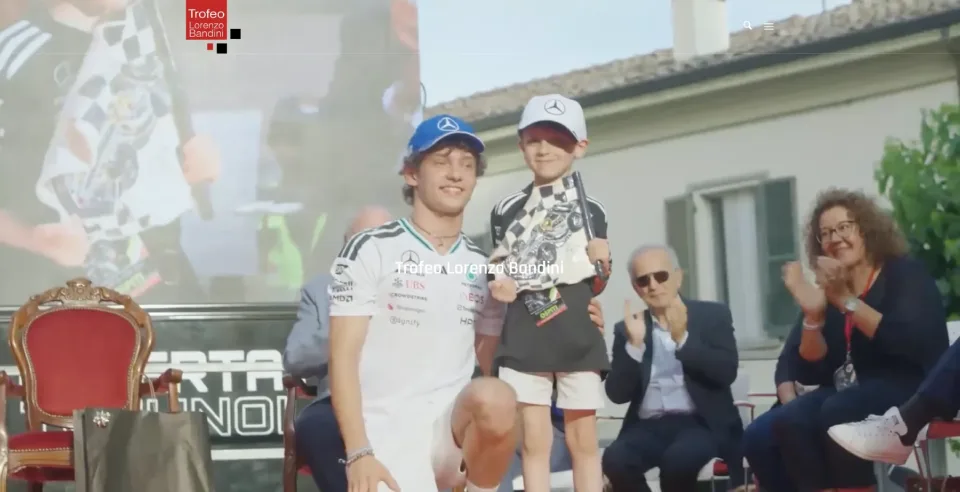 La home del sito Trofeo Lorenzo Bandini, con il video di una premiazione